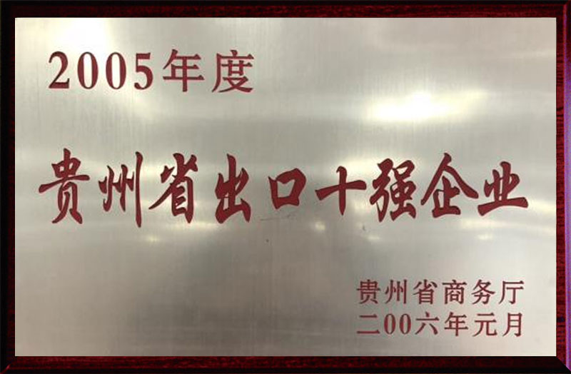 2005年度贵州省出口十强企业